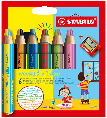 Stabilo Colouring Pencils - Woody 3-I-1 Duo - 6 pcs - Multicolou
