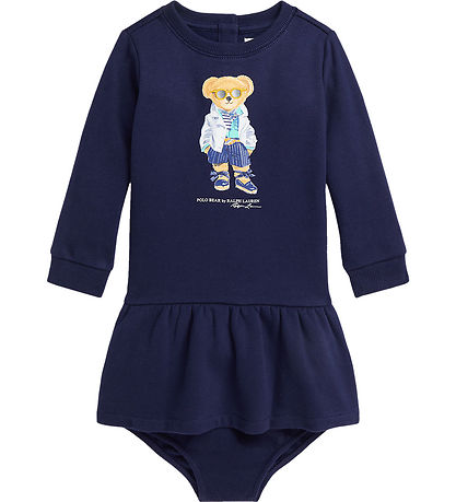 Polo Ralph Lauren Klnning m. Bloomers - Marinbl m. Gosedjur