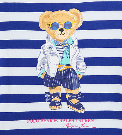 Polo Ralph Lauren T shirt White Blue Striped w. Soft Toy KW ES