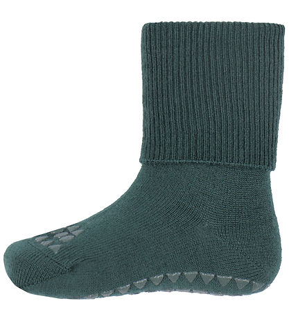 GoBabyGo Socks - Non-Slip - Wool - Front Green
