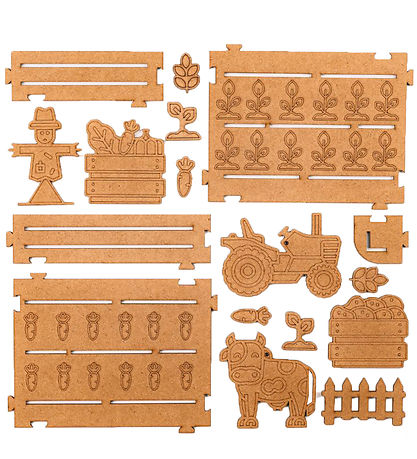 Crateit Creation Set - The farm - Wood - Fields Harvest - 27 Par