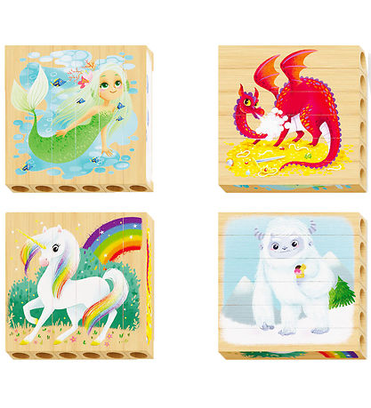 Quercetti Jigsaw Puzzle - Playbio Wood - Mythical animals - 4x6 