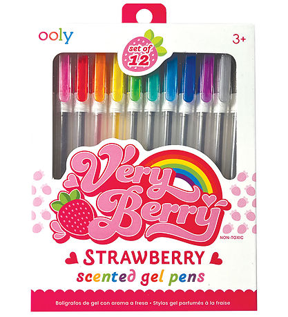 Ooly Kulspetspennor m. Jordgubbsdoft - 12 st. - Mycket Berry