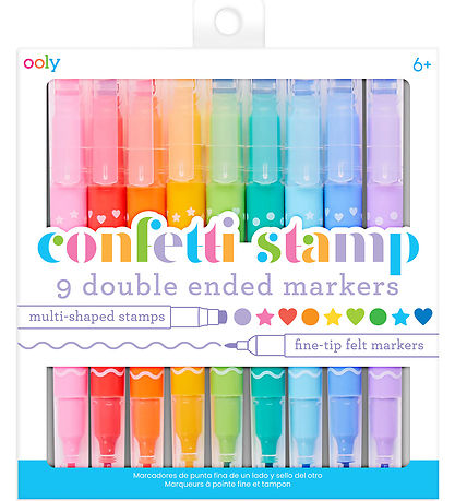 Ooly Dubbelzijdig Markers - 9 stk - Confetti Stempel