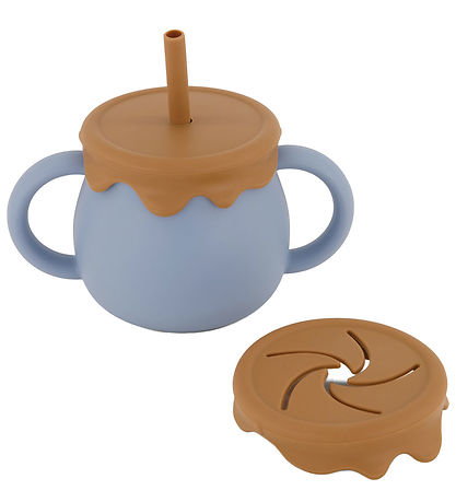 Mikk-Line Tasse av. Paille - Silicone - Dcolor Denim/Marron