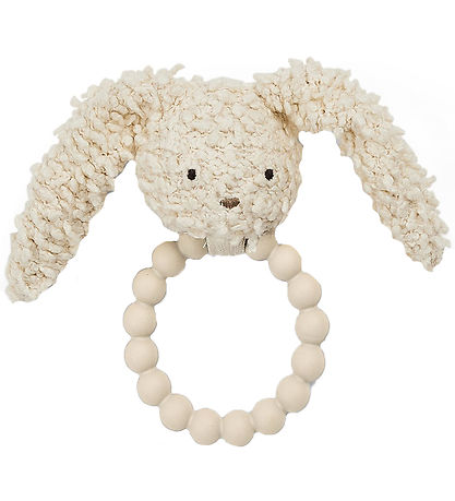 Smallstuff Rattle Teether - Rabbit - Silicone - Off White Bouclé