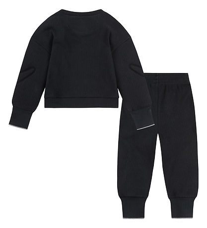 Nike Tröja/Byxor - Rib - Svart m. Logotyper