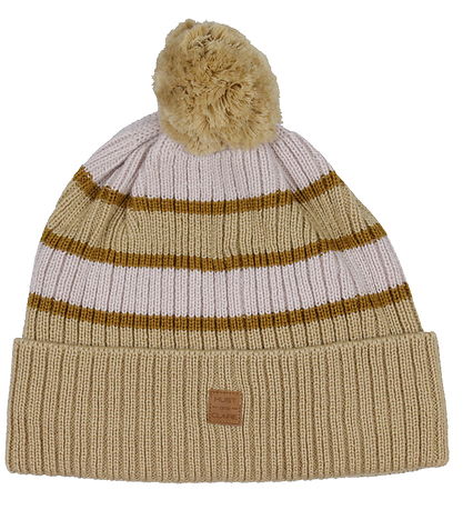 Hust and Claire Beanie w. Fleece - Fryba - Wool - Sands w. Strip