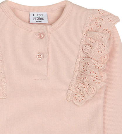 Hust and Claire Romper l/s - Rib - Belize - Peach Dust m. Rushes