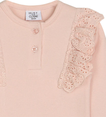 Hust and Claire Bodysuit l/s - Rib - Belize - Peach Dust w. Ruff