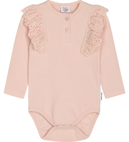 Hust and Claire Bodysuit l/s - Rib - Belize - Peach Dust w. Ruff