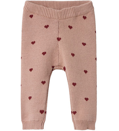 Lil' Atelier Trousers - Knitted - NbfSaran - Nougat w. Hearts
