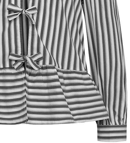 Sofie Schnoor Girls Shirt - Mdesert grey/White Striped