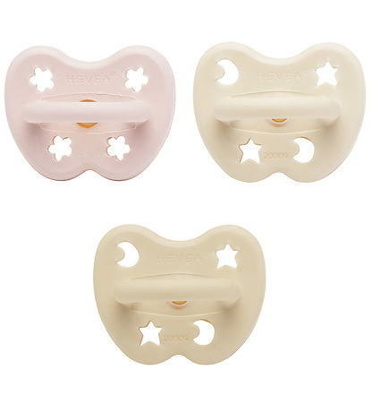 Hevea Pacifiers - 0-3 Mths. - 3-Pack - Natural Rubber - Girl Mix