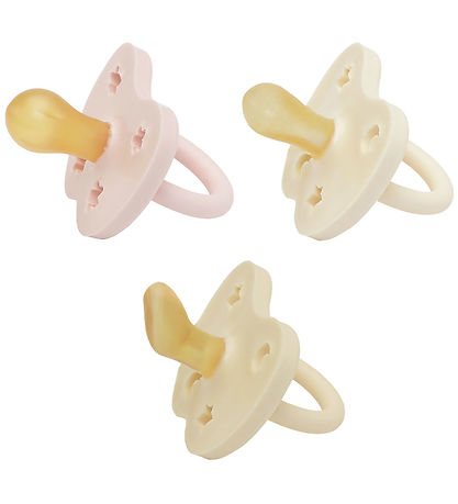 Hevea Pacifiers - 0-3 Mths. - 3-Pack - Natural Rubber - Girl Mix