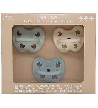 Hevea Dummies - 0-3 Mths. - 3-Pack - Natural Rubber - Boy Mix