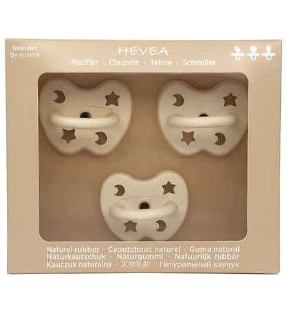 Hevea Dummies - 0-3 Mths. - 3-Pack - Natural Rubber - Milky Whit