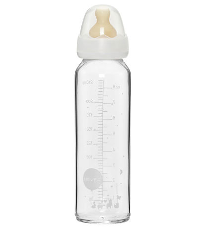 Biberon Hevea - 240 ml - Verre/Caoutchouc Naturel - Blanc