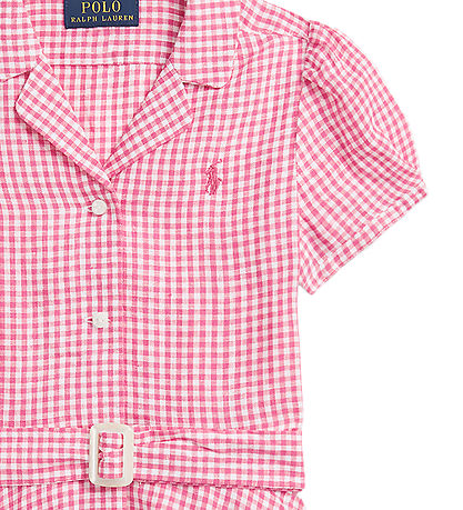 Robe Polo Ralph Lauren - Vichy - Lin - Rose/Blanc à Carreaux