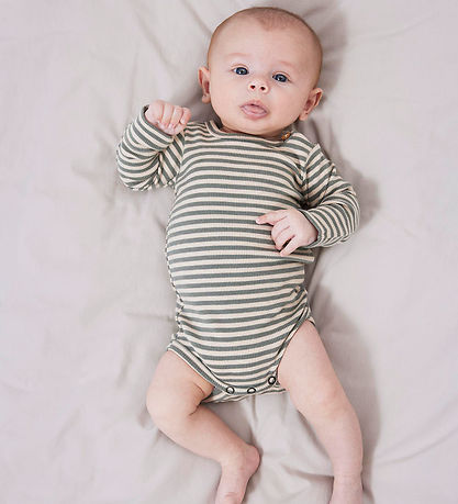 Lil' Atelier Bodysuit l/s - NbmGago - Noos - Fog/Agave Green