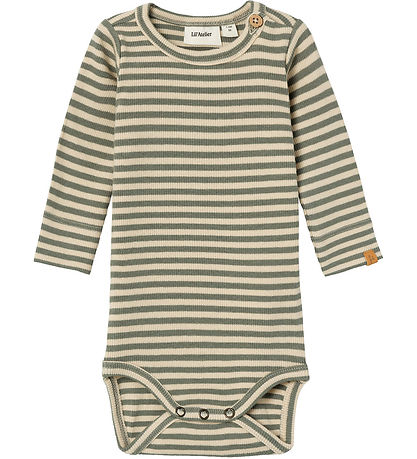 Lil' Atelier Bodysuit l/s - NbmGago - Noos - Fog/Agave Green