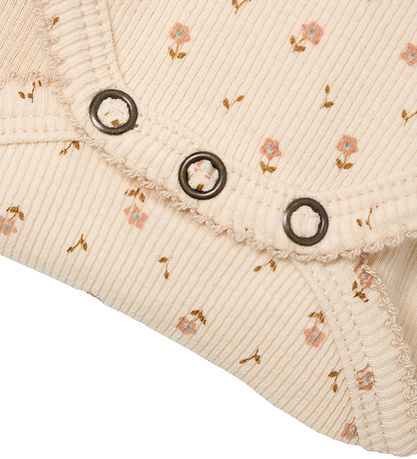 Lil' Atelier Bodysuit l/s - NbfGago - Noos - Fog w. Flowers