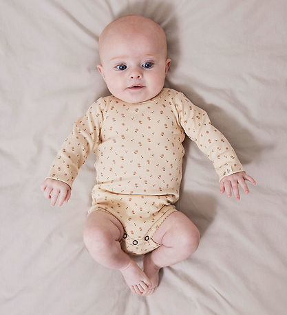 Lil' Atelier Bodysuit l/s - NbfGago - Noos - Fog w. Flowers