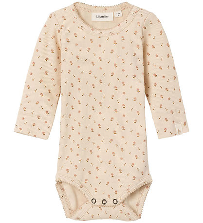Lil' Atelier Bodysuit l/s - NbfGago - Noos - Fog w. Flowers