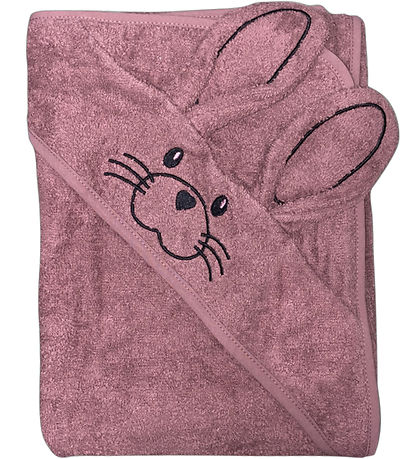 Nørgaard Madsens Baby towel - 100x100 cm - Dusty Red w. Rabbit