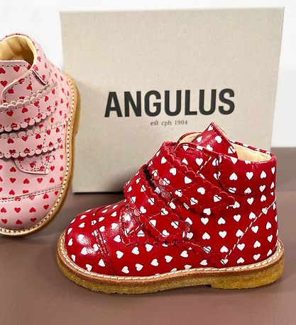 Angulus Fyrstu skórnir - Rautt/Hvítt M. Hjörtu