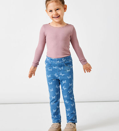 Name It Leggings - Noos - NmfSalli - Medium+ Blue Denim/Sommerfu