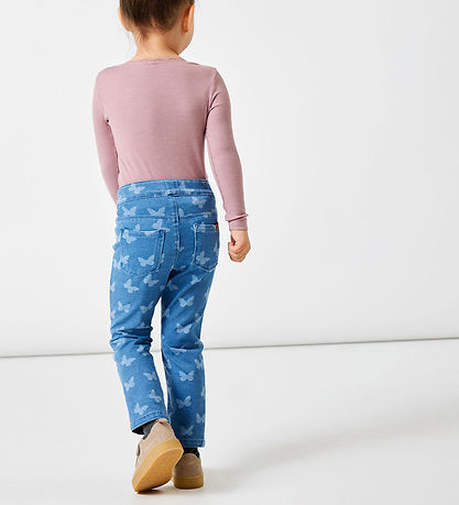Name It Leggings - Noos - NmfSalli - Medium+ Blue Denim/Sommerfu
