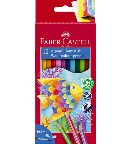 Faber-Castell Colouring Pencils - Watercolour - 12 pcs + 1 Brush