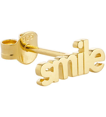 Design Letters Eyrnalokkar - 1 Stk. - SMILE - 18K gullhúðað
