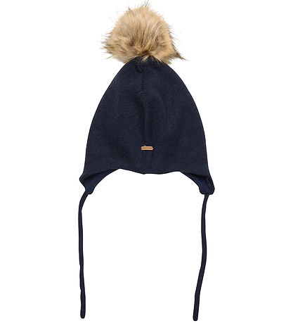 Minymo Beanie - Wool/Cotton - Parisian Night w. Faux Fur