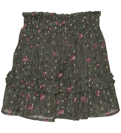 Creamie Skirt - Olive Night/Pink w. Flowers