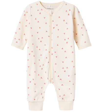 Name It Pyjamapak - Noos - NbfNachtpak - Botercrème m. Hartjes