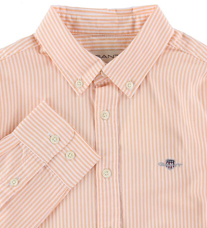 GANT Overhemd - Oxford - Coral Apricot/Wit Gestreept