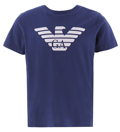 Emporio Armani Stuttermabolur - Blár/Hvítur M. Lógó