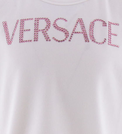 Versace T-shirt - White/Pink w. Rhinestone