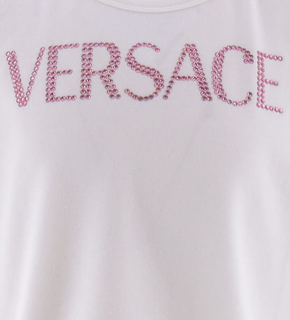 Versace Stuttermabolur - Hvítt/Bleikt M. Rhinestone