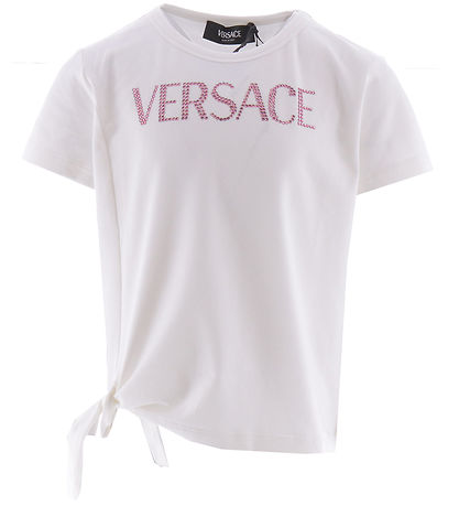 Versace T-shirt - White/Pink w. Rhinestone