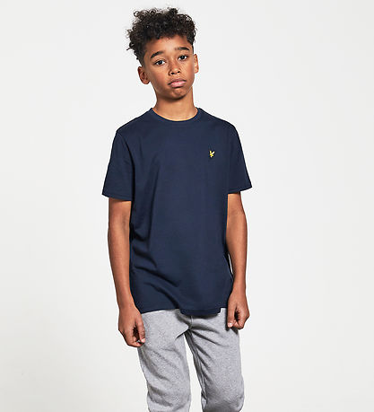 Lyle & Scott Stuttermabolur - Dökkblátt