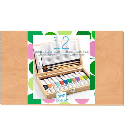 Djeco Málningarsett - 12 Litir - Listamannsbox
