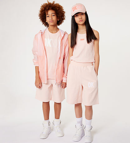 DKNY Collegeshortsit - Vaaleanpunainen M. Valkoinen