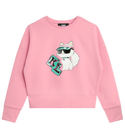 Karl Lagerfeld Blouse Cropped Pink w. Cat Sequins KW IE