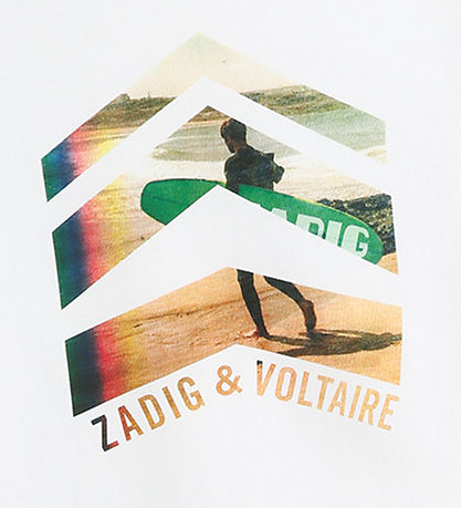 Zadig & Voltaire Stuttermabolur - Toby - Hvítur M. Surfer