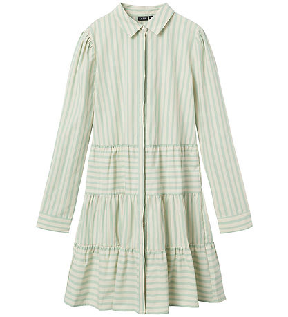 LMTD Kleid - NlfTipsy - Streifen in Turteltaube/Créme De Menthe