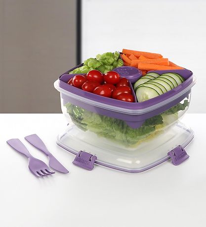 Sistema Lunchbox w. Accessories - Salad Max To Go 1.63L - Purple