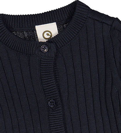 Müsli Cardigan - Stickad Rib - Natt Blue